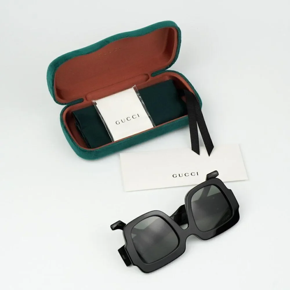 NEW Gucci GG1547S 001 Black Grey Women Square Sunglasses GG 1547S